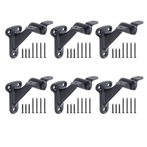 6 Packs Handrail Hardware Bracket Heavy Duty for Stairways Matte Black