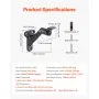 VEVOR Handrail Hardware Bracket, 6 Packs Heavy Duty Hand Rail Brackets, Flexible Angle Adjustment & Easy Install, Stair Railing Hardware for Stairways Handrail, Staircase,Matte Black