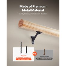 6 Packs Handrail Hardware Bracket Heavy Duty for Stairways Matte Black
