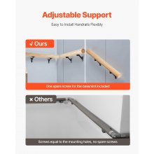 6 Packs Handrail Hardware Bracket Heavy Duty for Stairways Matte Black
