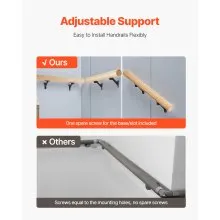 6 Packs Handrail Hardware Bracket Heavy Duty for Stairways Matte Black