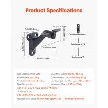 6 Packs Handrail Hardware Bracket Heavy Duty for Stairways Matte Black
