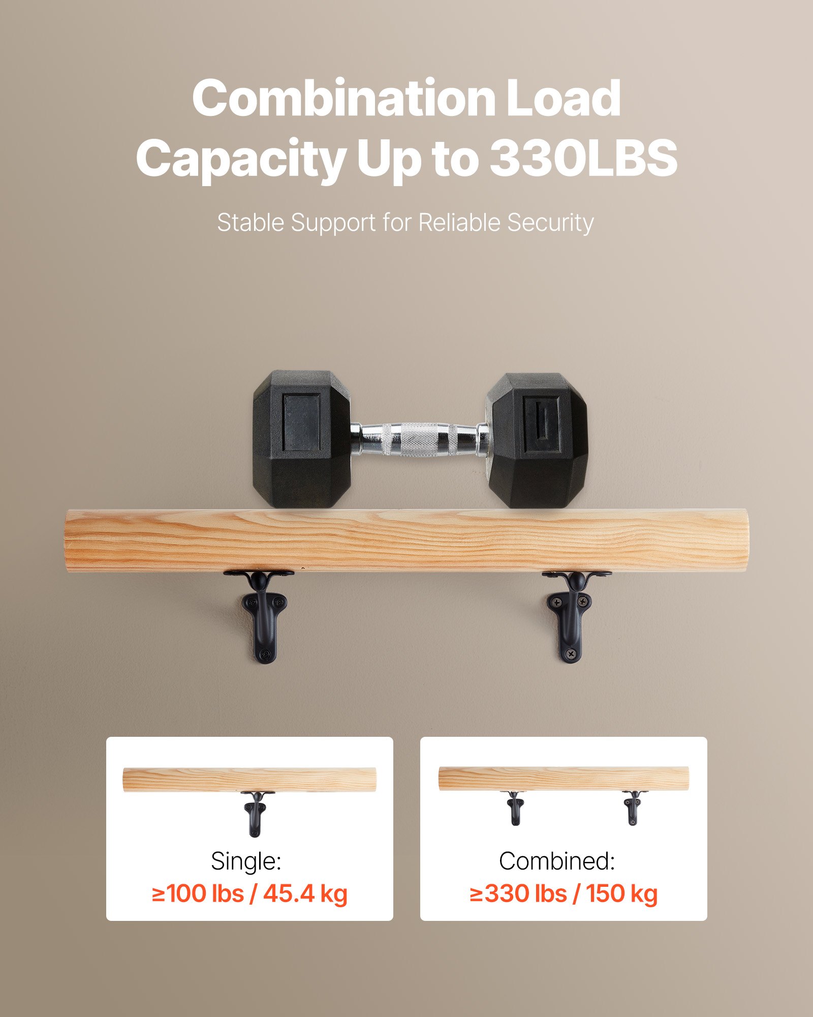 VEVOR Handrail Hardware Bracket, 6 Packs Heavy Duty Hand Rail Brackets, Flexible Angle Adjustment & Easy Install, Stair Railing Hardware for Stairways Handrail, Staircase,Matte Black