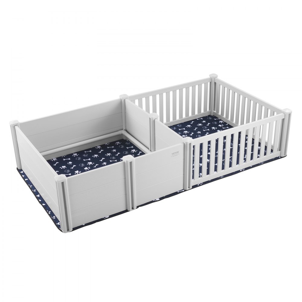 VEVOR Caja de parto para perros de 93,3 x 48,4 x 18,1 pulgadas, PVC de doble zona con rieles y almohadilla para orina