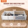 VEVOR Dog Whelping Box 93.3 x 48.4 x 18.1in Dual Zone PVC with Rails Pee Pad