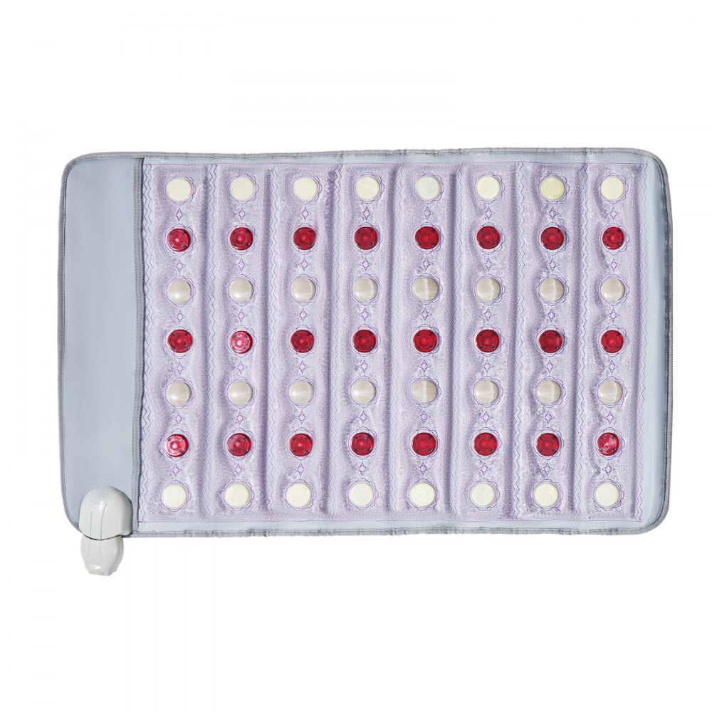 VEVOR Far Infrared Heating Pad, Amethyst Heating Pad with Jade & Tourmaline Stones, 660nm Photon Light & Negative Ions, 103-159℉ Hot Gemstones Mat with 0-12 Hours Timer for Pain Relief (32" x 20")