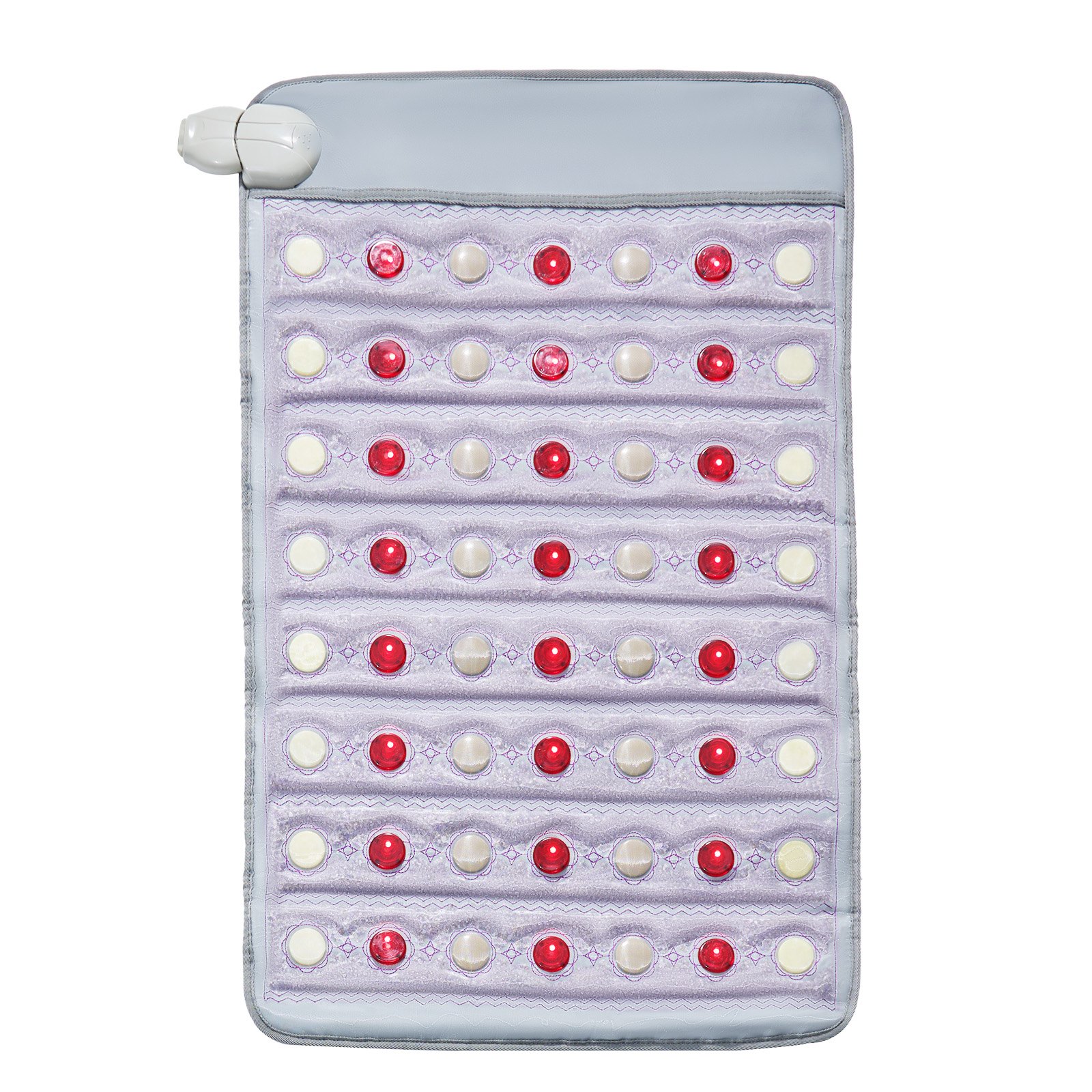 VEVOR Far Infrared Heating Pad, Amethyst Heating Pad with Jade & Tourmaline Stones, 660nm Photon Light & Negative Ions, 103-159℉ Hot Gemstones Mat with 0-720 Min Timer for Pain Relief (32" x 20")