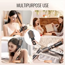 VEVOR Rotating Hair Dryer Brush Hot Air Styling Brush with 3 Interchange Heads