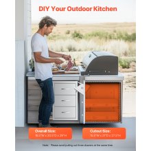 Outdoor Kitchen Drawers Triple BBQ Access Drawers Island 16.5x29x20.5 in