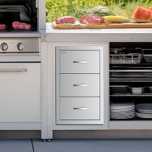Outdoor Kitchen Drawers Triple BBQ Access Drawers Island 16.5x29x20.5 in