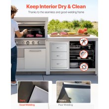 Outdoor Kitchen Drawers Triple BBQ Access Drawers Island 18.5x22.5x22.5 in