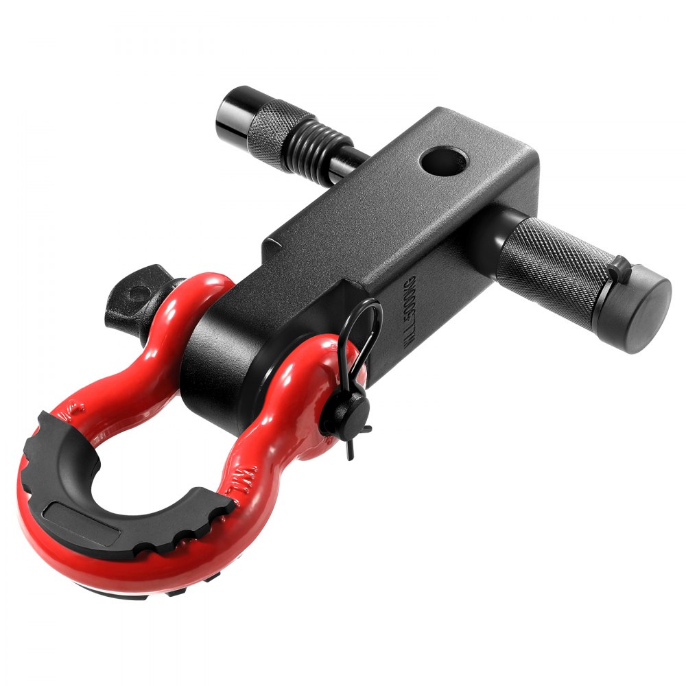 VEVOR trailer hitch receiver with red shackle and black components for secure towing.