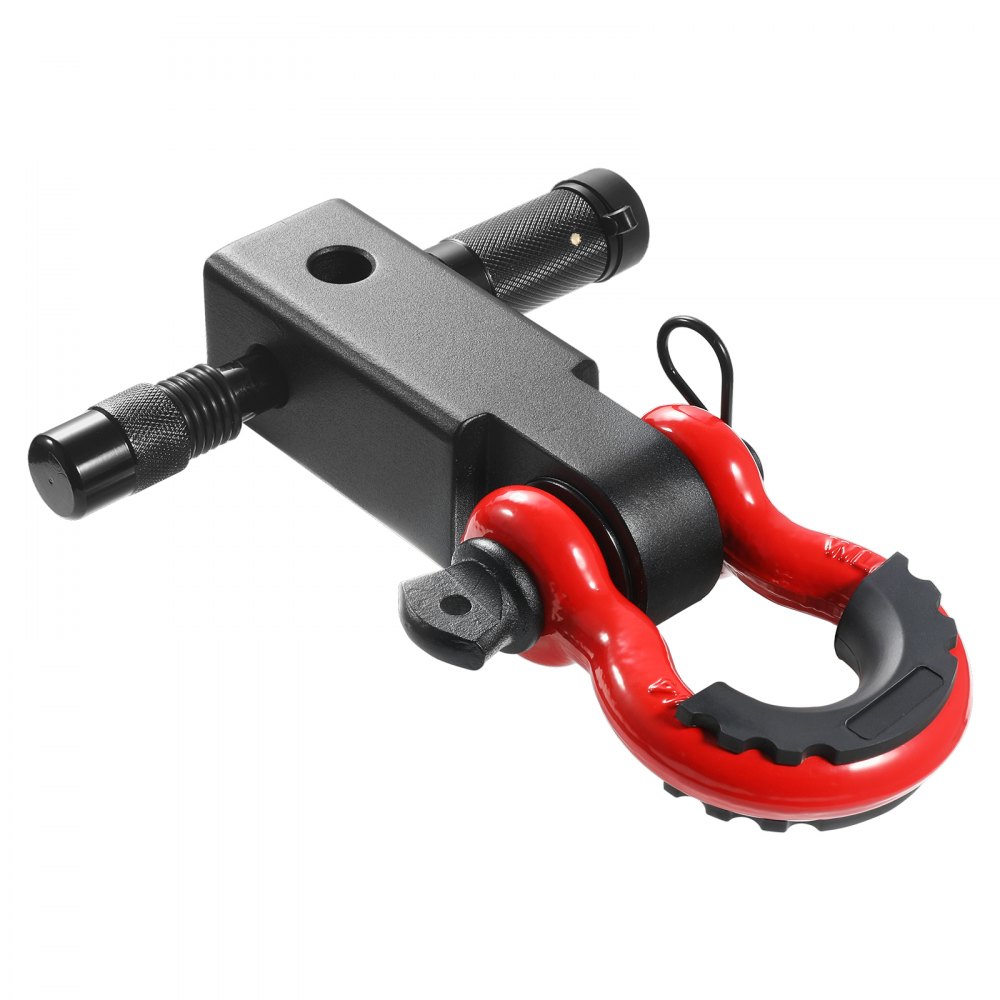VEVOR Shackle Hitch Receiver, Fits 2" Receivers, 66000 lbs Breaking Strength, D Ring Shackle with Trailer Hitch Lock Pin, Heavy Duty Towing Accessories for Trucks, Jeeps, Off-Road Vehicle Recovery