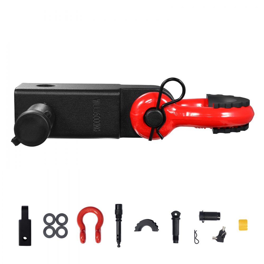 VEVOR Shackle Hitch Receiver, Fits 2" Receivers, 66000 lbs Breaking Strength, D Ring Shackle with Trailer Hitch Lock Pin, Heavy Duty Towing Accessories for Trucks, Jeeps, Off-Road Vehicle Recovery