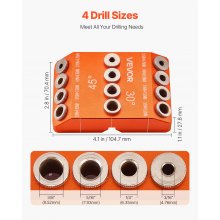 Drill Guide 30/45/90 Degree Angle 4 Sizes Portable Precision Drilling Guide Jig