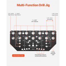 Shelf Pin Jig and Hinge Jig Two-in-One Aluminum Alloy Cabinet Hole Drilling Tool