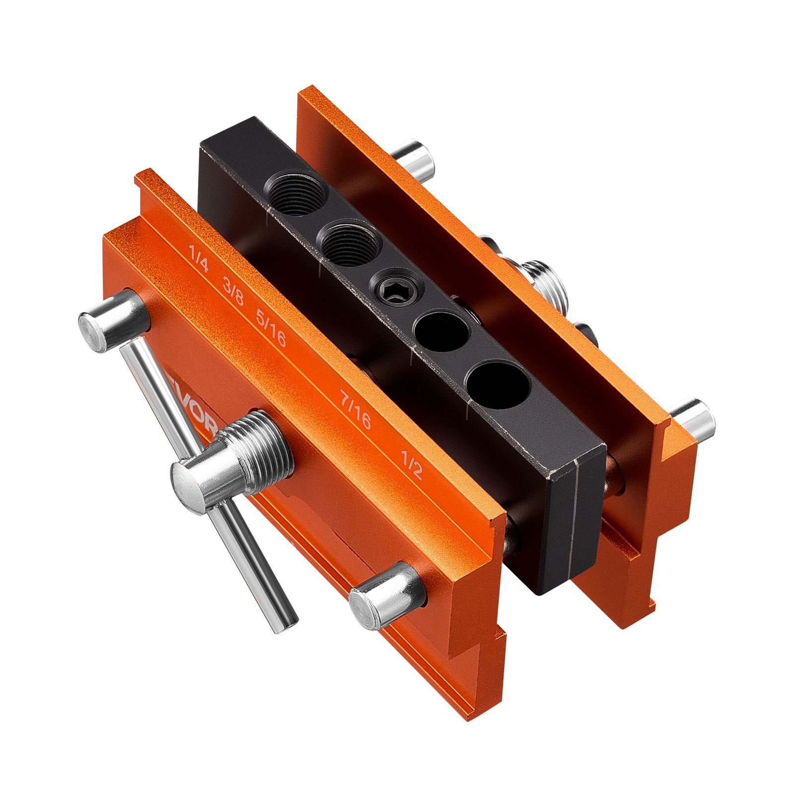 VEVOR Doweling Jig Kit, Self Centering Dowel Drill Jig for Straight Holes, Aluminum Alloy Woodworking Tools with 6 Drill Guide Bushings, Adjustable Width, for Wood Working, Drilling and Marking