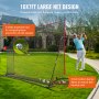 VEVOR golf gyakorló háló, hatalmas 10,8 x 7 láb méretű golfháló, személyes pálya kültéri beltéri használatra, hordozható otthoni golfsegédháló tömör üvegszálas kerettel és hordtáskával, ajándék férfiaknak, golf szerelmeseinek