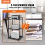 VEVOR Printer Stand with Wheels, Height Adjustable 3 Tier Printer Stand, Printer Cart with Storage Shelves for Printer, Scanner, Fax, Home Office Use, CARB Certified, Black