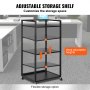 VEVOR Printer Stand with Wheels, Height Adjustable 3 Tier Printer Stand, Printer Cart with Storage Shelves for Printer, Scanner, Fax, Home Office Use, CARB Certified, Black