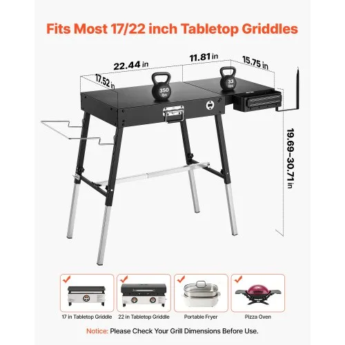Kokkupandav grillilaud 87 x 45 cm, kandevõime 158 kg — pilt 2