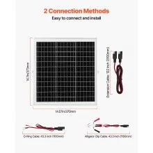 VEVOR 20W 12V Solar Panel Battery Charger, Solar Battery Trickle Charger Maintainer with Intelligent MPPT Controller & Adjustable Mount Bracket, IP67 Waterproof for Car Boat RV Motorcycle Trailer