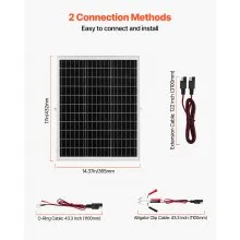 VEVOR 25W 12V Solar Panel Battery Charger, Solar Battery Trickle Charger Maintainer with Intelligent MPPT Controller & Adjustable Mount Bracket, IP67 Waterproof for Car Boat RV Motorcycle Trailer