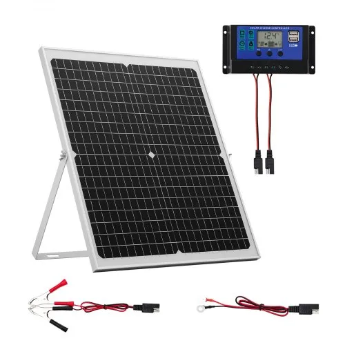 VEVOR 30W 12V Solar Panel Battery Charger, Solar Battery Trickle Charger Maintainer with Intelligent MPPT Controller & Adjustable Mount Bracket, IP67 Waterproof for Car Boat RV Motorcycle Trailer