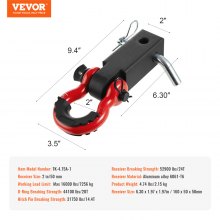 VEVOR 2" Trailer Shackle Hitch Receiver D-Ring Recovery for Truck Jeep 52900 lbs