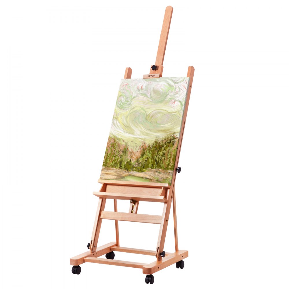 VEVOR Studio H-Frame Easel Holds Canvas Art up to 48" Beechwood Artists Easel