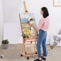 VEVOR Studio H-Frame Easel, Holds Canvas Art up to 48", Beechwood Artists Easel for Painting with Wheels and Large Storage Tray, 33 lbs Load Capacity Studio Easel, Adjustable Art Painting Easel