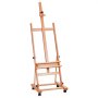 VEVOR Studio H-Frame Easel, Holds Canvas Art up to 48", Beechwood Artists Easel for Painting with Wheels and Large Storage Tray, 33 lbs Load Capacity Studio Easel, Adjustable Art Painting Easel
