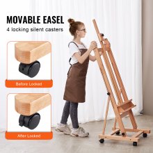 VEVOR Studio H-Frame Easel Holds Canvas Art up to 48" Beechwood Artists Easel