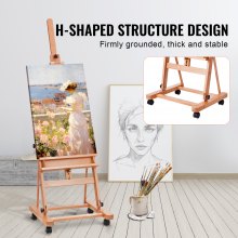 VEVOR Studio H-Frame Easel Holds Canvas Art up to 48" Beechwood Artists Easel