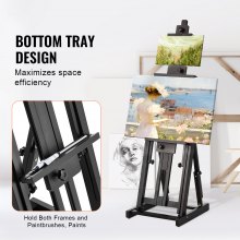 VEVOR Studio H-Frame Easel Holds Canvas Art up to 77" Beechwood Artists Easel