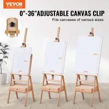 VEVOR Studio H-Frame Easel Holds Canvas Art up to 36" Beechwood Artists Easel
