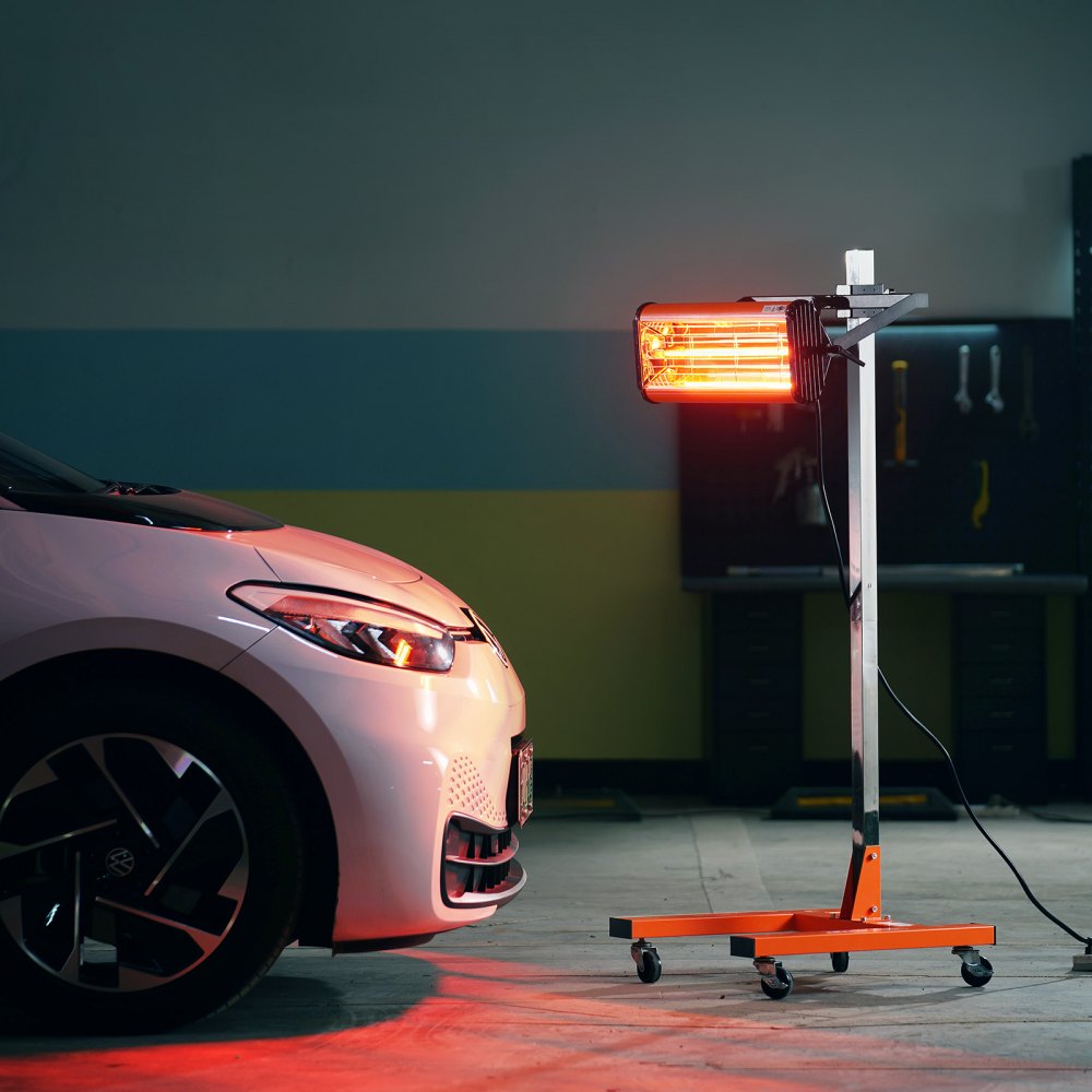 VEVOR Infrared Curing Lamp, 1500W 1-60 min Timing, Auto Heating Car Curing Light with Bracket, 3.44 sq.ft Baking Area Spray Baking Booth Heaters, Paint Dryer for On-Site Repair, Engine Drying