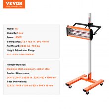VEVOR 1500W High Power Infrared Paint Curing Lamp for Auto Drying Body Heating