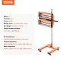 VEVOR Infrared Curing Lamp, 2200W 1-60 min Timing, Auto Heating Car Curing Light with Bracket, 5.17 sq.ft Baking Area Spray Baking Booth Heaters, Paint Dryer for On-Site Repair, Engine Drying