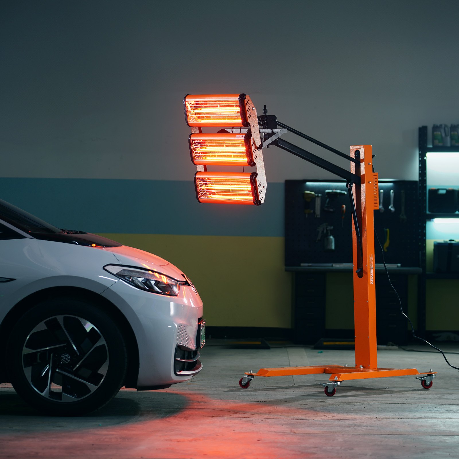 VEVOR Infrared Curing Lamp, 3300W 1-60 min Timing, Auto Heating Car Curing Light with Bracket, 8.61 sq.ft Baking Area Spray Baking Booth Heaters, Paint Dryer for On-Site Repair, Engine Drying