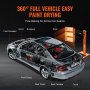 VEVOR infrared curing lamp efficiently drying a car’s hood, doors, fenders, roof, and trunk.