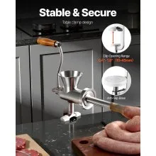 Manual Meat Grinder Mincer Sausage Stuffer Table Clamp 304 Stainless Steel