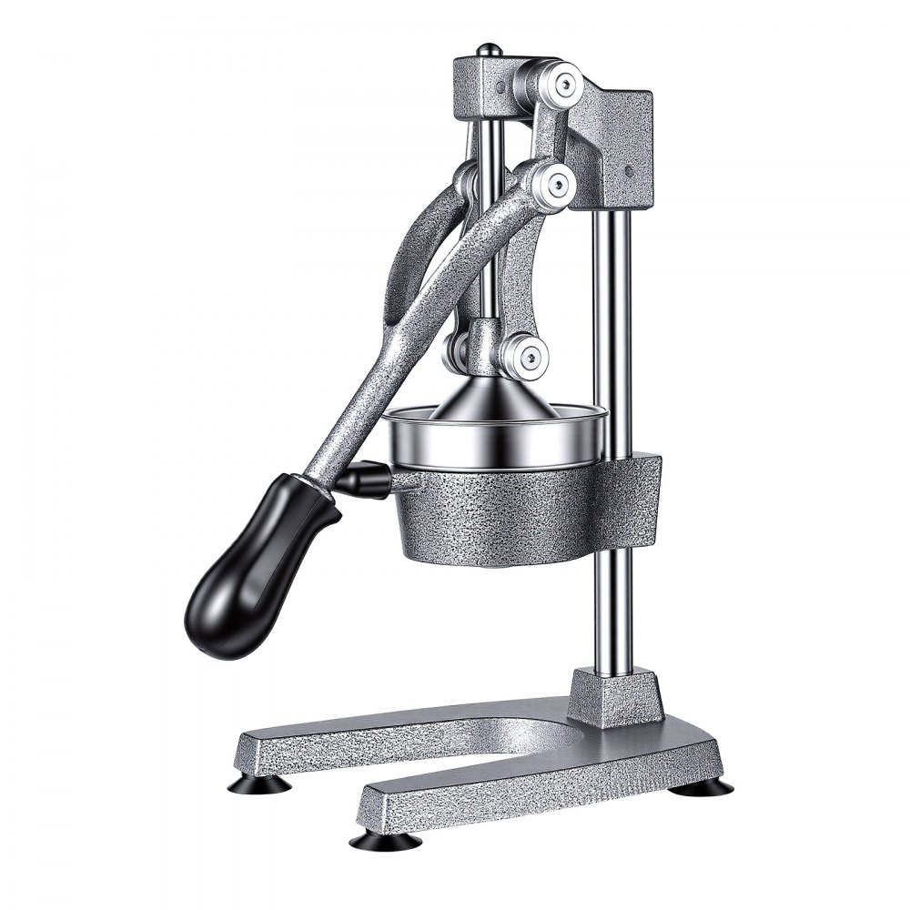 VEVOR Manual Citrus Juicer, 15" Tall Hand Press Orange Juicer, Manual Fresh Juice Extractor for Lemon Pomegranate Grapefruit, Heavy-Duty Cast Iron, Easy to Clean, Home & Commercial Use, Silver Gray