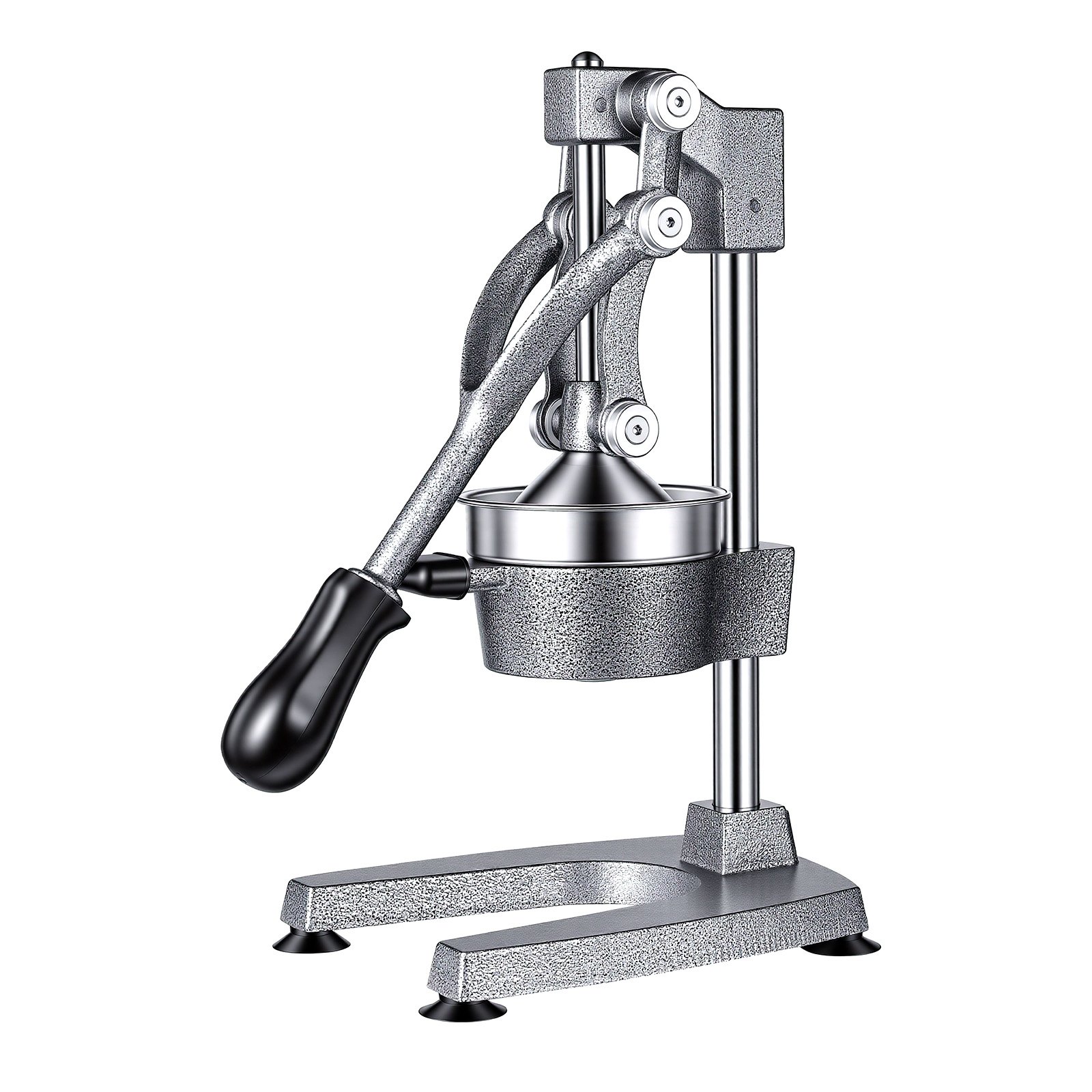 VEVOR Manual Citrus Juicer, 15" Tall Hand Press Orange Juicer, Manual Fresh Juice Extractor for Lemon Pomegranate Grapefruit, Heavy-Duty Cast Iron, Easy to Clean, Home & Commercial Use, Silver Gray