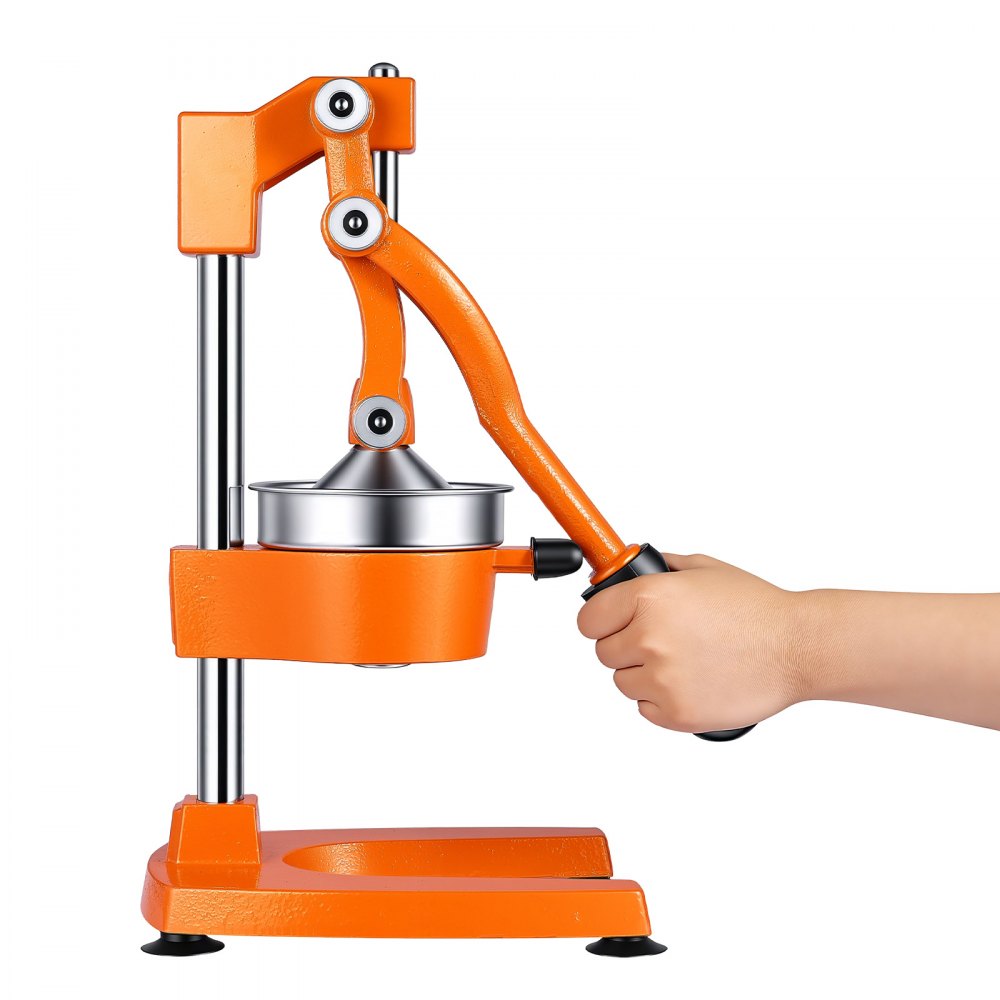 VEVOR Manual Citrus Juicer, 15" Tall Hand Press Orange Juicer, Manual Fresh Juice Extractor for Lemon Pomegranate Grapefruit, Heavy-Duty Cast Iron, Easy to Clean, Home & Commercial Use, Orange
