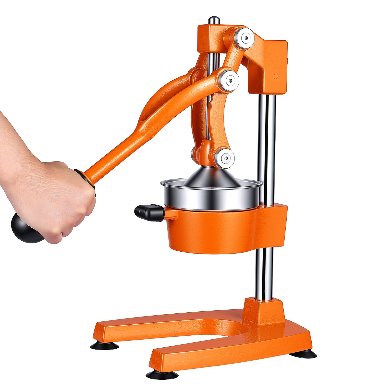 VEVOR Manual Citrus Juicer, 15" Tall Hand Press Orange Juicer, Manual Fresh Juice Extractor for Lemon Pomegranate Grapefruit, Heavy-Duty Cast Iron, Easy to Clean, Home & Commercial Use, Orange