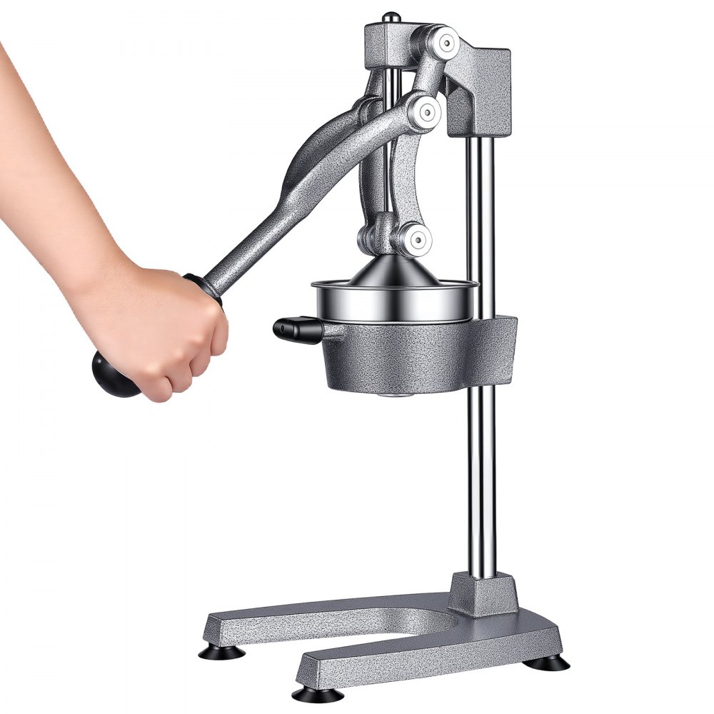 VEVOR Manual Citrus Juicer, 19" Tall Hand Press Orange Juicer, Manual Fresh Juice Extractor for Lemon Pomegranate Grapefruit, Heavy-Duty Cast Iron, Easy to Clean, Home & Commercial Use, Silver Gray