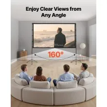 Tripod Projector Screen with 2 Stands 100 Inch 160° Wide Angle 4K HD 16:9