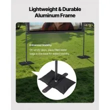 Projector Screen with 2 Stands 80 Inch 160° Wide Angle 4K HD 16:9 Movie Screen