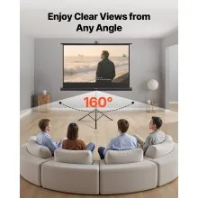 Tripod Projector Screen with Stand 60 Inch 160° Wide Angle 4K HD 16:9 Screen